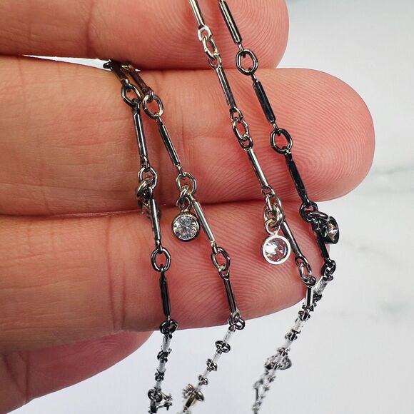 REVOLVE NAiiA Vivien Sterling Shaker Belly Chain Dangling White Cubic Zirconia - Picture 5 of 7